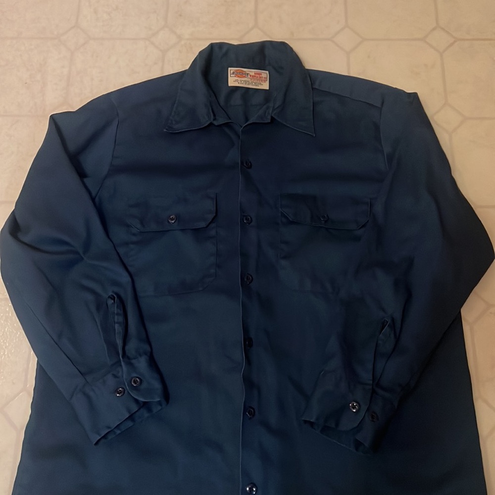 Dickies Navy Collared Work Shirt 16 1/2 x 32 x 33